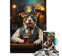 Puzzle pour Adolescents 1000 pièces Steampunk Beer Pitbull Jeu Stimulant Jeu éducatif Améliore la mémoire Cadeaux de Père Noël Secret (Dimensions 75x50cm)