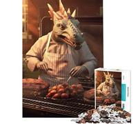 Puzzle pour Adolescents 1000 pièces Stégosaure Barbecue Activités Amusantes à la Maison décoration Jeux Amusants pour Les 14 Ans et Plus (50x75cm)