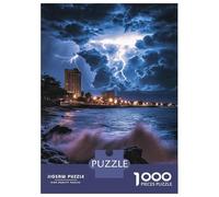 Puzzle pour Adolescents 1000 Pièces Stormy Coastal Night with Lightning Puzzles pour Adultes Jeu Familial Anti-Stress Interaction Parent-Enfant 70x50cm/1000pcs