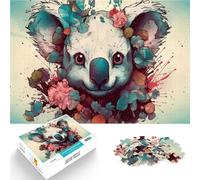 Puzzle pour Adolescents 1000 pièces Style de Dessin animé de Koala Analyse et logique avec Affiche et Feuille de Questions correspondantes 38x26cm