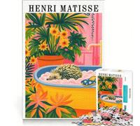 Puzzle pour Adolescents 1000 pièces Style Henri Matisse hérisson prenant Son Bain Jouet à Monter soi-même activité Parent-Enfant Cadeau Original pour Anniversaire et Noël 38x26cm