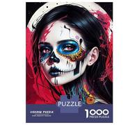 Puzzle pour Adolescents 1000 Pièces Sugar Skull Makeup Puzzles pour Adolescents Jeux Relaxants Cadeaux pour Femmes pour Anniversaire, Noël 70x50cm/1000pcs