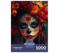 Puzzle pour Adolescents 1000 Pièces Sugar Skull Woman Puzzles pour Adolescents Jeux Relaxants Cadeaux pour Femmes pour Anniversaire, Noël 52x38cm/1000pcs