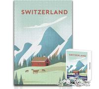 Puzzle pour Adolescents 1000 pièces Suisse Casse-tête Jeux de société en Famille Activités familiales Idée Cadeau Dimensions 50x75cm