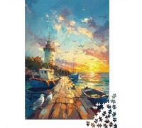 Puzzle pour Adolescents 1000 Pièces Sunset Serenity by The Dock Puzzles pour Adultes Assemblage De Motifs Activités Amusantes À La Maison Jeu Stimulant Jouets 70x50cm/1000pcs