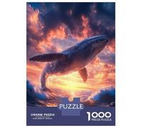 Puzzle pour Adolescents 1000 Pièces Sunset Whale Puzzles pour Adultes Jeu Manuel Améliore La Mémoire Interaction Parent-Enfant 52x38cm/1000pcs