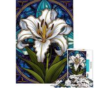 Puzzle pour Adolescents 1000 pièces Symphonie de lys en vitrail Puzzle Adulte 1000 pièces Jeu Manuel pour s'amuser en Famille Difficile et Stimulant (Taille 50x75cm)