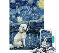 Puzzle pour Adolescents 1000 pièces Tableau Caniche Nuit Étoilée Jeu Manuel Cadeau d'anniversaire idéal pour Toute la Famille (Dimensions 50x75cm)