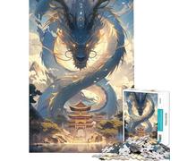Puzzle pour Adolescents 1000 pièces Temple du Dragon Chinois Activités Amusantes à la Maison Analyse et logique Jouet Anti-Stress pour Les 14 Ans et Plus (38x52cm)