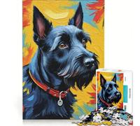 Puzzle pour Adolescents 1000 pièces Terrier écossais Jouet Anti-Stress Niveau de difficulté Difficile idéal pour la décoration de Bureau 38x52cm