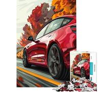 Puzzle pour Adolescents 1000 pièces Tesla Rouge sur Route sinueuse Jeu Familial addictif pour cultiver la Patience Améliore la mémoire (Dimensions 75x50cm)