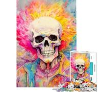Puzzle pour Adolescents 1000 pièces Tête de Mort Hippie colorée Un défi Stimulant à relever pour créer Une œuvre d'art Jouet Anti-Stress Convient aux 14 Ans et Plus (38x52cm)