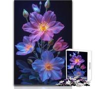 Puzzle pour Adolescents 1000 pièces - Thème Floral - Fleurs Violettes et Bleues - Idéal pour des Heures de détente et de Calme - Découpe Nette et résistante - Dimensions:38x26cm