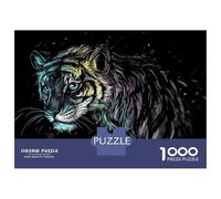 Puzzle pour Adolescents 1000 Pièces Tiger in Neon Hues Puzzle pour Adultes Jeu Familial Course De Vitesse Manuelle Cadeau d'anniversaire Unique 38x26cm/1000pcs