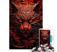 Puzzle pour Adolescents 1000 pièces Tigre Rouge féroce Difficile à compléter Jouet de décoration pour la Maison à partir de 14 Ans (38x26cm)