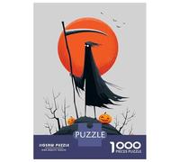 Puzzle pour Adolescents 1000 Pièces Time’s Up - Grim Reaper Halloween Art Puzzle pour Adultes Jeu De Réflexion Décoration Murale Cadeau Anti-Stress 38x26cm/1000pcs
