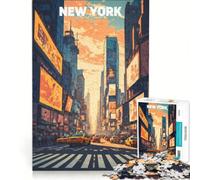 Puzzle pour Adolescents 1000 pièces Times Square à l'heure dorée, Jeux relaxants, Difficile et Stimulant, Chaque pièce est Unique 38x52cm