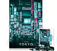 Puzzle pour Adolescents 1000 pièces Tokyo Cyberpunk au Japon Décoration découpée soignée Jouet créatif et Amusant Jeu de Paix Pièce d'art de Noël (38x52cm)