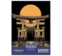 Puzzle pour Adolescents 1000 Pièces Torii Gate with Rising Sun Illustration Puzzles pour Adultes Jeux De Détente Découpe De Précision Offre Spéciale pour Toute La Famille 52x38cm/1000pcs