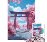 Puzzle pour Adolescents 1000 pièces Torii Japonais Vaporwave Puzzle 1000 pièces à Monter soi-même Jouet de décoration intérieure Jeu Amusant et Stimulant pour Toute la Famille (38x52cm)