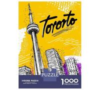 Puzzle pour Adolescents 1000 Pièces Toronto Cityscape Illustration Puzzles pour Adultes Assemblage De Motifs Activités Amusantes À La Maison Jeu Stimulant Jouets 52x38cm/1000pcs