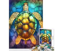 Puzzle pour Adolescents 1000 pièces Tortue Animal Or Jeux éducatifs Décoration Parfaite Jouet à Faire soi-même Interaction Parent-Enfant (38x52cm)