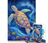 Puzzle pour Adolescents 1000 pièces Tortue Aquarelle Animal Découpe soignée Décoration Jouet créatif et Amusant Jeu de Paix Pièce Artistique de Noël (38x52cm)