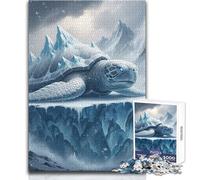 Puzzle pour Adolescents 1000 pièces Tortue glacée sur Iceberg - Jeu au Design Magnifique pour Un Anniversaire - Dimensions : 50x75cm
