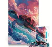 Puzzle pour Adolescents 1000 pièces Tortue Sérénité Décoration découpée soignée Jouet créatif et Amusant Jeu de Paix Pièce Artistique de Noël (38x26cm)
