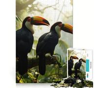 Puzzle pour Adolescents 1000 pièces Toucan Jungle Duo Bords impeccables Jeu de réflexion Amusant Cadeau Cozy Fun Time Décoration Murale de Noël (38x26cm)