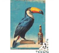 Puzzle pour Adolescents 1000 Pièces Toucan with Guinness Beer Puzzles pour Adultes Jeux Relaxants Décoration Murale Idéal comme Cadeau pour Toute La Famille 52x38cm/1000pcs