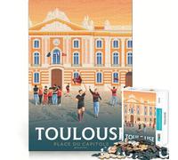 Puzzle pour Adolescents 1000 pièces Toulouse Capitole Célébration Bords impeccables Jeu d'adresse mentale Amusant et Calme, idéal pour Un Anniversaire ou Une activité Artistique (38x26cm)