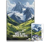 Puzzle pour Adolescents 1000 pièces Tour du Mont Blanc Paysage Art Design Magnifique Jeu Une œuvre d'art Jouet Anti-Stress Dimensions 38x52cm
