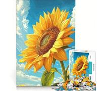 Puzzle pour Adolescents 1000 pièces Tournesol éclatant sur Fond de Ciel Bleu Jeu de réflexion Stimulant pour Les Amis et la Famille 38x26cm