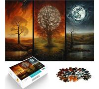 Puzzle pour Adolescents 1000 pièces Triptyque de l'arbre du Temps Difficile et défi avec Affiche et Feuille de Questions correspondantes 52x38cm
