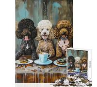 Puzzle pour Adolescents 1000 pièces Trois caniches avec friandises et café Jeu éducatif Course de Vitesse Manuelle Jouets à Monter soi-même avec Poster et Feuille de Questions Assortis (38x52cm)