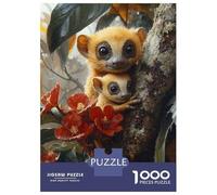 Puzzle pour Adolescents 1000 Pièces Two Cute Golden Bamboo Lemurs Portrait Puzzle pour Adultes Jeu Manuel Découpe De Précision Activités Amusantes À La Maison 52x38cm/1000pcs