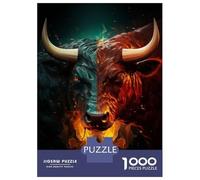 Puzzle pour Adolescents 1000 Pièces Two Faced Crypto Bull Puzzle pour Adultes Décoration Murale Jouet Une Œuvre d'art Cadeau d'anniversaire Unique 38x26cm/1000pcs