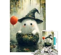 Puzzle pour Adolescents 1000 pièces Un Adorable fantôme dans Un Chaudron Un défi à relever pour créer Une œuvre d'art Jouet Anti-Stress Convient aux 14 Ans et Plus (50x75cm)