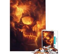 Puzzle pour Adolescents 1000 pièces Un crâne Mystique illuminé d'une lumière Orange éclatante Jouet éducatif et ludique Décoration Parfaite Cadeau d'anniversaire (Dimensions 38x26cm)