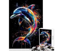 Puzzle pour Adolescents 1000 pièces Un majestueux Dauphin Arc-en-Ciel Splash Jouet éducatif Idée Cadeau et Jouet Jeu Amusant Renforce l'amour Entre Les Couples (Dimensions 38x26cm)
