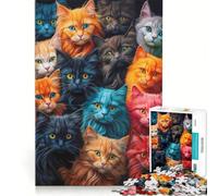 Puzzle pour Adolescents 1000 pièces Un tas de Chats, décoration Murale Jouet, pour s'amuser en Famille, Cadeau d'anniversaire, Cadeau de Voyage, 38x26cm