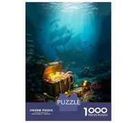 Puzzle pour Adolescents 1000 Pièces Underwater Treasure Chest with Sunken Ships Puzzle pour Adultes Jeux Relaxants Cadeau d'anniversaire Activités Amusantes À La Maison, 52x38cm/1000pcs