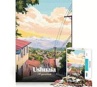 Puzzle pour Adolescents 1000 pièces Ushuaia, Argentine Affiche de Voyage Bords impeccables Jeu d'adresse Amusant et Calme Activité Artistique pour Anniversaire (50x75cm)