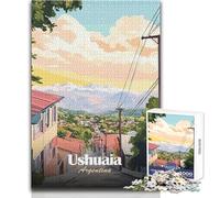Puzzle pour Adolescents 1000 pièces Ushuaia, Argentine - Affiche de Voyage - Jeu au Design Magnifique - Une œuvre d'art - Jouet Anti-Stress - Dimensions:38x26cm