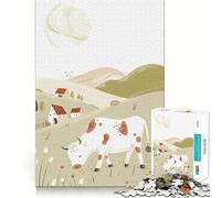 Puzzle pour Adolescents 1000 pièces Vache au pâturage Art Minimaliste Jeu d'assemblage précis Stimulation cérébrale Loisirs et Divertissement Cadeau Artistique de Noël (50x75cm)