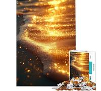 Puzzle pour Adolescents 1000 pièces Vague dorée Scintillante Jeu Manuel pour Un défi éducatif Un pour développer l'analyse et la logique (Dimensions 38x52cm)