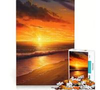 Puzzle pour Adolescents 1000 pièces Vagues au Coucher du Soleil sur l'océan Jeux de détente Analyse et logique Cadeau d'anniversaire Cadeau de Voyage 38x52cm