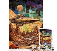 Puzzle pour Adolescents 1000 pièces Vaisseau Spatial au-Dessus d'une planète désertique Jeu de réflexion Stimulant Jeu éducatif et interactif Parent-Enfant (50x75cm)