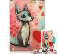 Puzzle pour Adolescents 1000 pièces Valentine Grey Fox Amoureux Séjour Anti-Stress pour Tuer Le Temps Décoration Parfaite 52x38cm